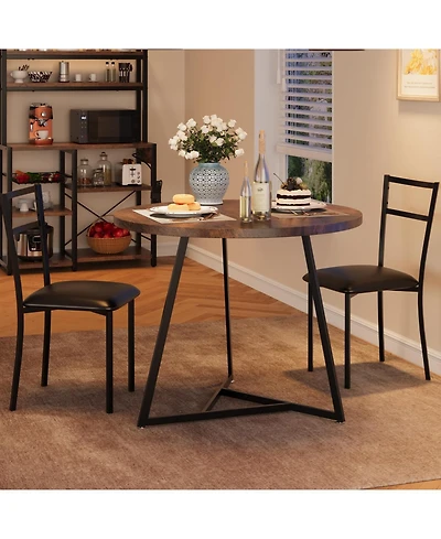 gaomon Dining Table Set for 2, Kitchen Table and Chairs for 2 with Upholstered Chairs, 3Pcs Dining Room Table Set, Round Kitchen Table Set