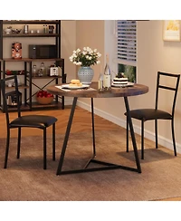 gaomon Dining Table Set for 2, Kitchen Table and Chairs for 2 with Upholstered Chairs, 3Pcs Dining Room Table Set, Round Kitchen Table Set