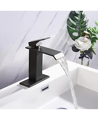 Busdays Single Handle Waterfall Spout Bathroom Faucet for Vanity Sink
