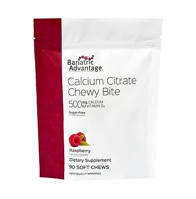 Bariatric Advantage Calcium Citrate Chewy Bites 500 mg - Highly Absorbable and Digestible - Vitamin D3 - Easily Chewable Calcium Supplement