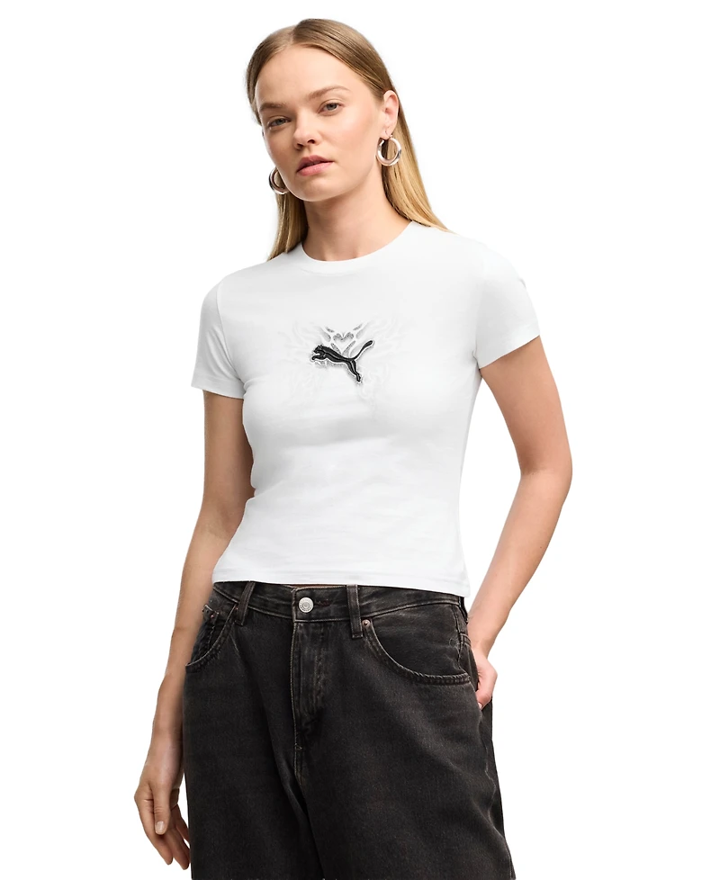 Puma Women's Street Glam Slim Short-Sleeve Graphic T-Shirt