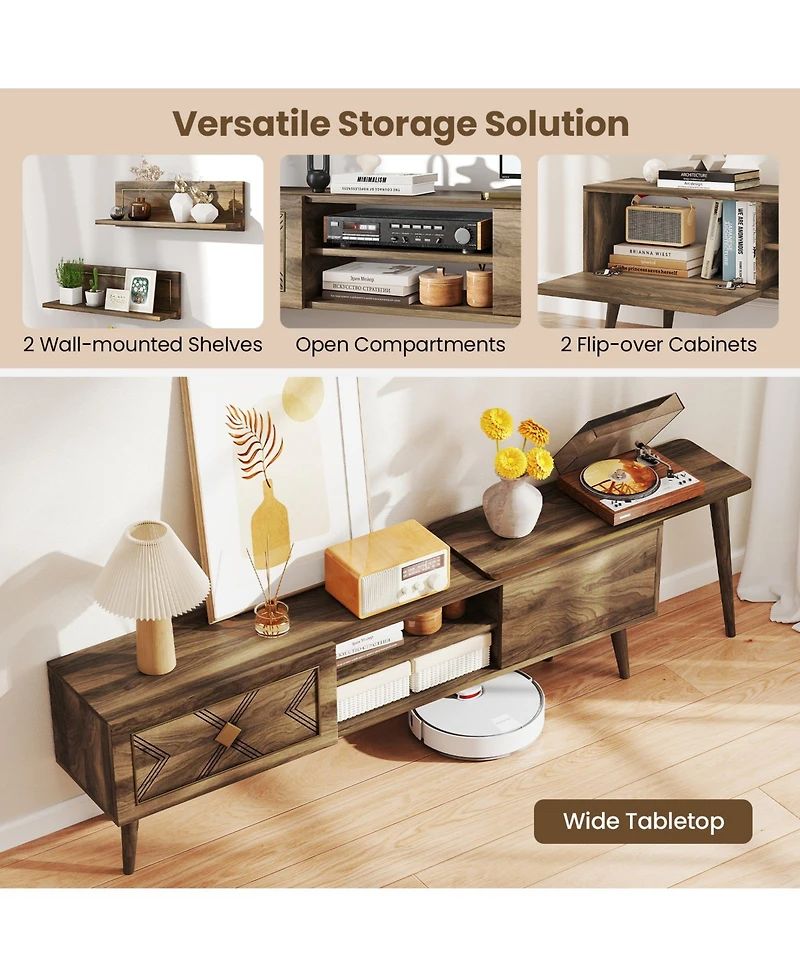 Slickblue Modern Entertainment Center for 85 Inch TVs with Open Compartments
