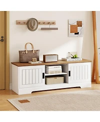 Slickblue Tv Stand for TVs up to 65 Inch with Sliding Doors and Storage Cabinets