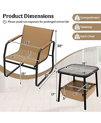 Costway Patio Furniture Set with Breathable Mesh Fabric and Metal Frame Garden