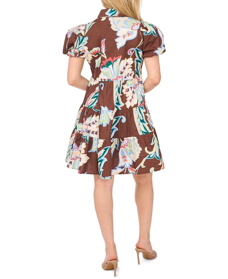 Msk Petite Collared Short-Sleeve Dress