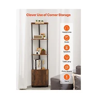 Sugift 5 Tier Corner Shelf with Led Light 65.4 Inch Tall Corner Bookshelf