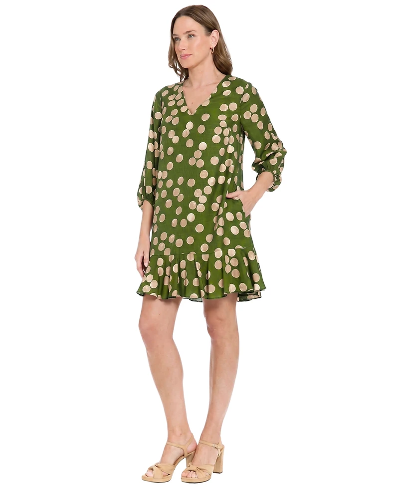 London Times Women's V-Neck Short Dress