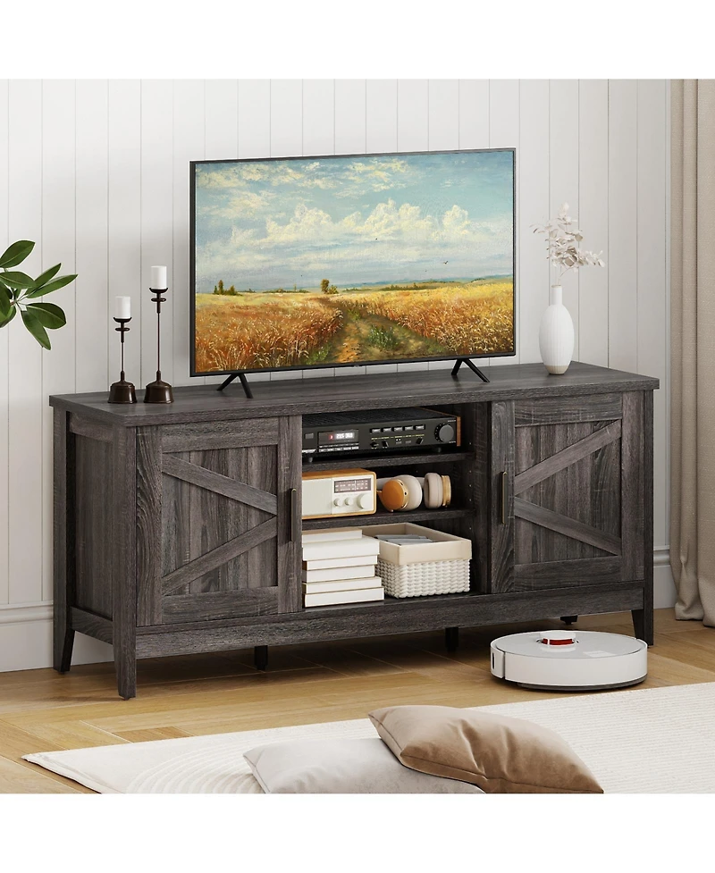 Slickblue Tv Stand for 65-Inch TVs with Farmhouse Style Cabinets
