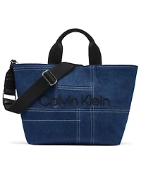 Calvin Klein Averil Denim Zip-Top Large Crossbody Handbag