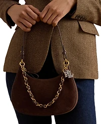 Lauren Ralph Marcy Suede Zipper Mini Shoulder Handbag