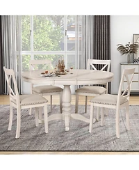 Boyel Living Modern Dining Table Set for 4,Round Table and 4 Kitchen Room Chairs,5 Piece Kitchen Table Set
