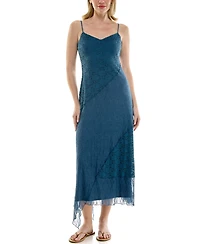 Row A Juniors' Sleeveless V-Neck Lace Midi Dress
