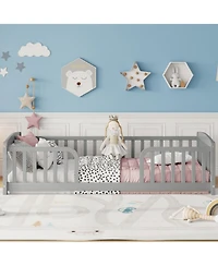 Rainsken Floor Bed with Rails, Montessori Floor Bed, Central Entrance