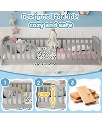 Rainsken Floor Bed with Rails, Montessori Floor Bed, Central Entrance