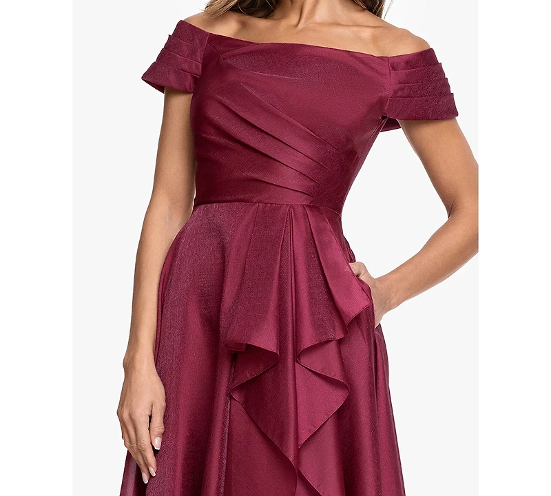 Xscape Women's Embroidered Floral Off-The-Shoulder Ball Gown