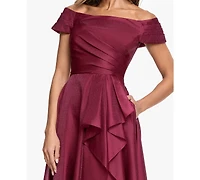 Xscape Women's Embroidered Floral Off-The-Shoulder Ball Gown