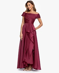 Xscape Women's Embroidered Floral Off-The-Shoulder Ball Gown