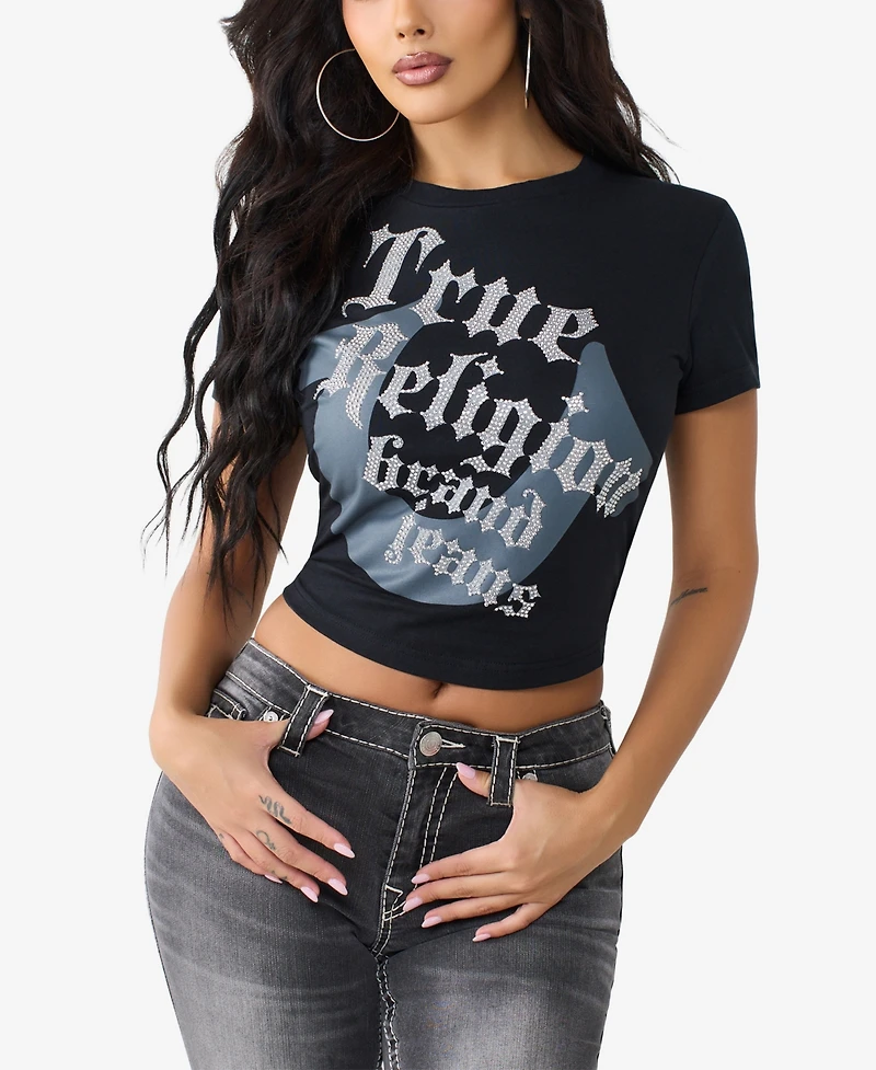 True Religion Women's Crystal Horseshoe Baby T-Shirt