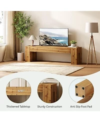 Tribesigns Solid Wood Tv Stand, 63" Rustic Extra Long Heavy Duty Media Tv Consoles Table with Sturdy Frame for Living Room