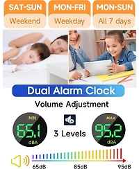 Neewer Extra Loud Alarm Clock for Heavy Sleepers Adults,Teens,Kids,Rainbow Clock for Bedroom,Small Bedside Digital Clock with Large Display