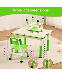 homfan Adjustable Kids Table and 4 Chairs Set, 31.5 Inch Multi Activity with Non Slip Legs for Playroom or Nursery