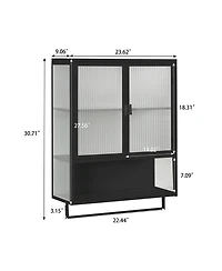 Phying 23.62 Inch Modern Wall Mounted Cabinet with Two-Tier Enclosed Storage and Towel Rack Multipurpose Organizer