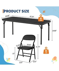 homfan 5 Piece Folding Kids Table and Chairs Set Children's Activity