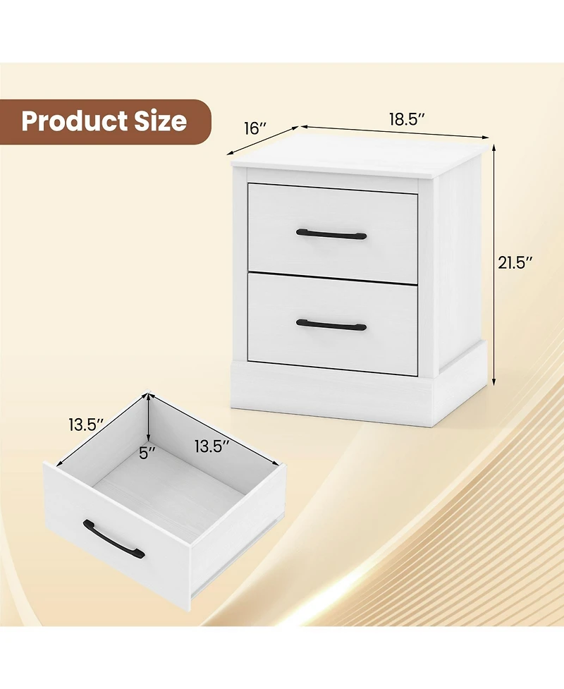 Slickblue Wood Compact Floor Nightstand with Storage Drawers