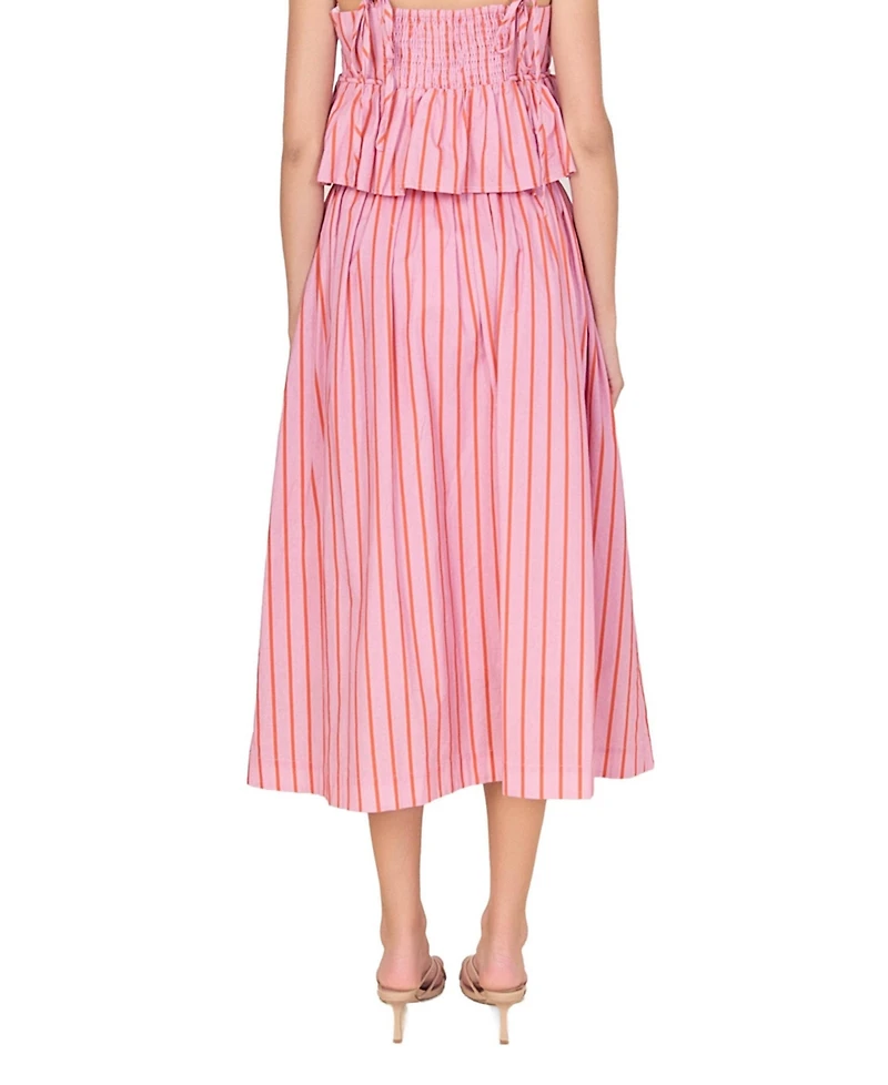 English Factory Women's Striped Midi Skirt