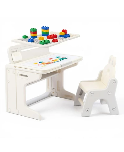 Kinder King Kids Table and Chair Set, Activity Desk for Drawing, Reading, Building Blocks, and Play