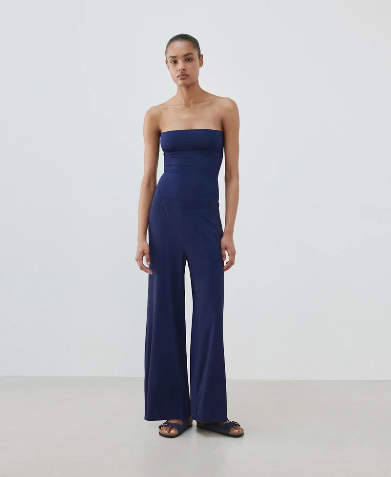 Mango Women's Elastic Waist Flowy Pants