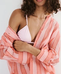 Mango Women's Striped Linen-Lyocell-Blend Shirt