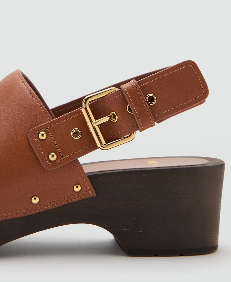 Mango Women's Leather Heeled Clogs