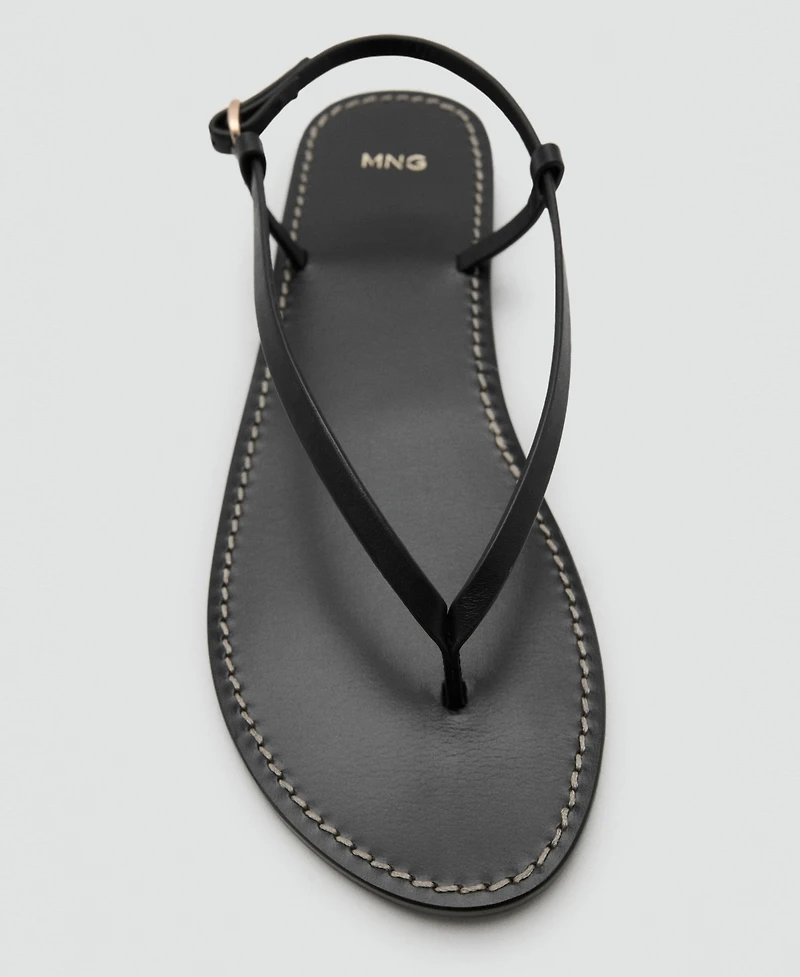 Mango Women's Wide Strap Leather Sandals