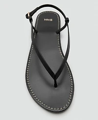 Mango Women's Wide Strap Leather Sandals
