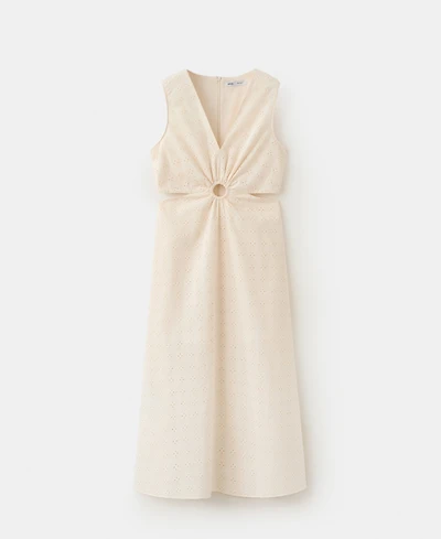 Mango Women's Cutouts Openwork Cotton Dress