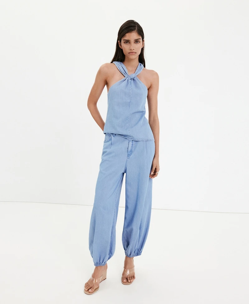 Mango Women's High-Waisted Baggy Jeans