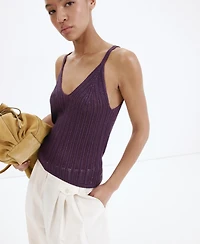 Mango Women's Metallic Openwork Knit Top