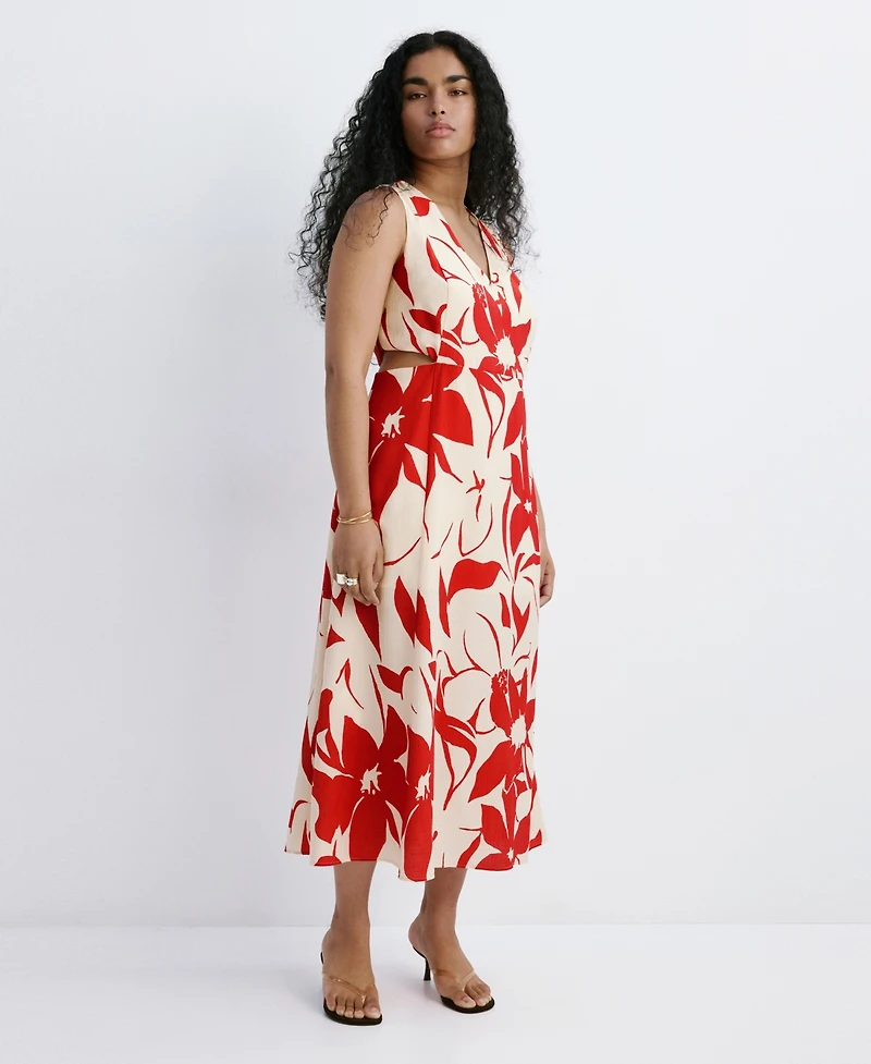 Mango Women's Cutouts Floral-Printed Dress