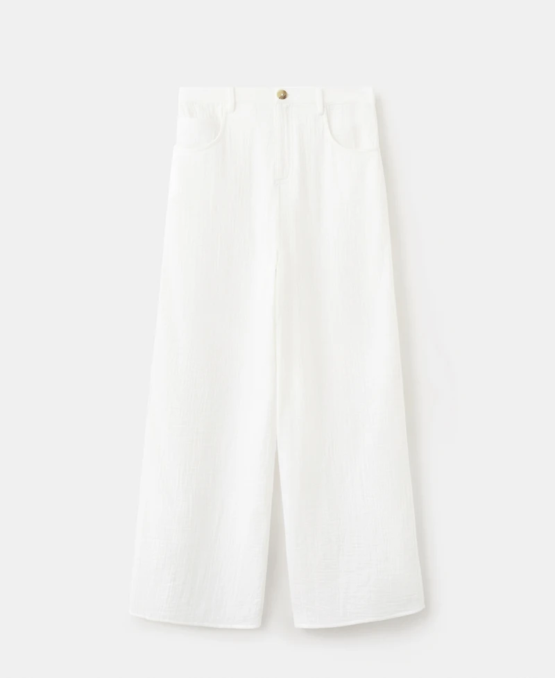Mango Women's Straight Mid-Rise Double Gauze Pants