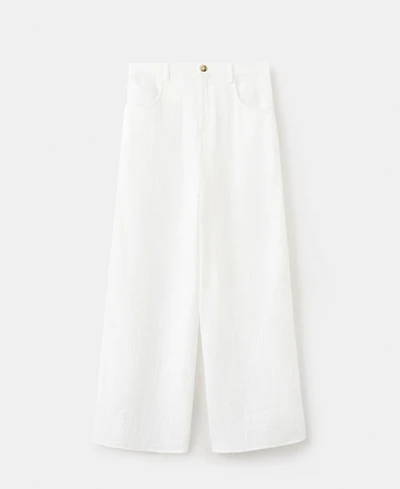 Mango Women's Straight Mid-Rise Double Gauze Pants