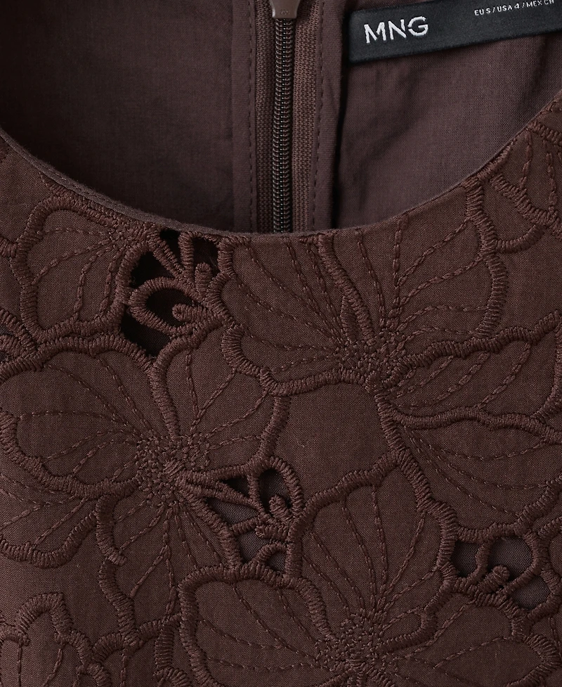 Mango Women's Cutwork Embroidery Short Dress
