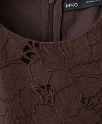 Mango Women's Cutwork Embroidery Short Dress