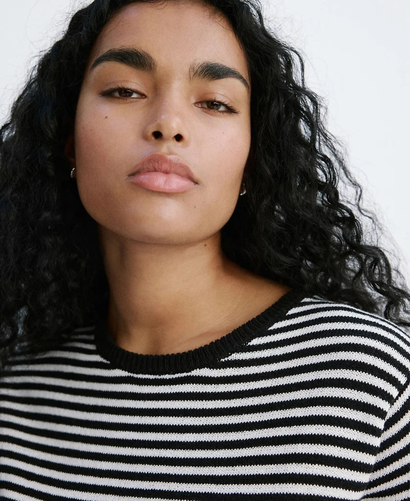 Mango Women's Striped Short-Sleeved Sweater