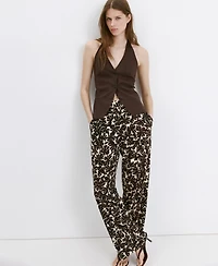 Mango Women's Floral Print Straight Pants