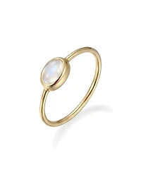 Adornia Fine 14k Gold Plated Mini Sideways Moonstone Ring