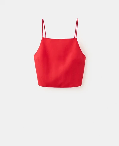 Mango Women's Linen Crop Top