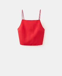 Mango Women's Linen Crop Top