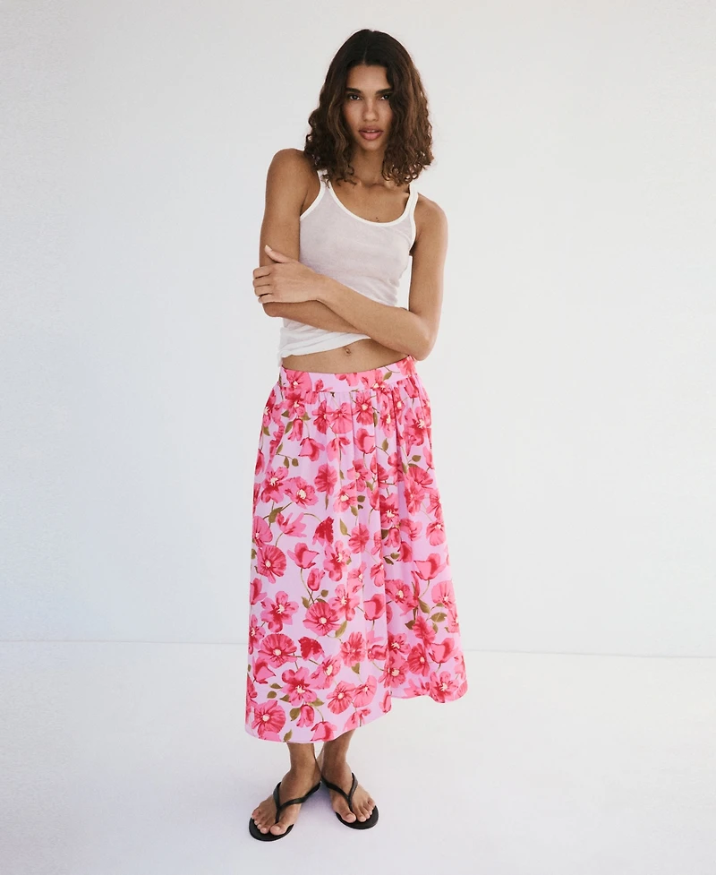 Mango Women's Cotton Midi Skirt