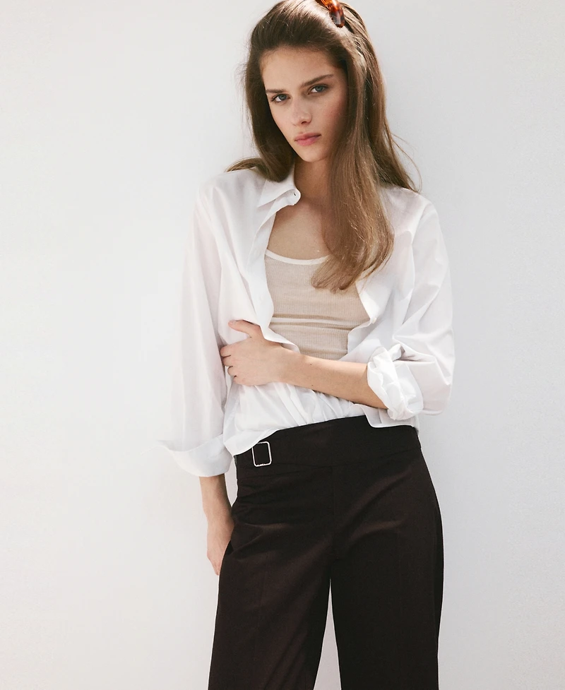Mango Women's Belt Straight-Fit Pants